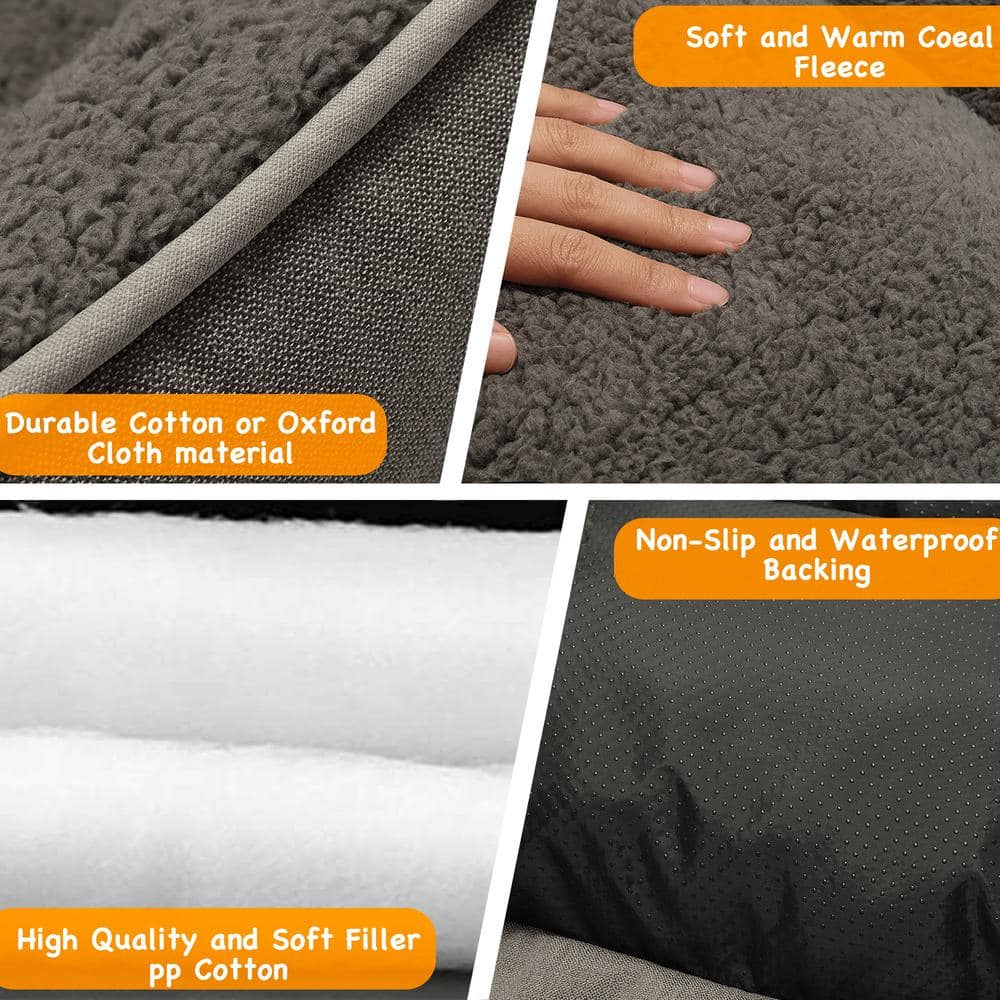 Washable Medium Grey Dog Bed With Bolster