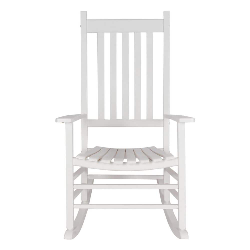 White Solid Wood Outdoor Rocking Chair with Arms