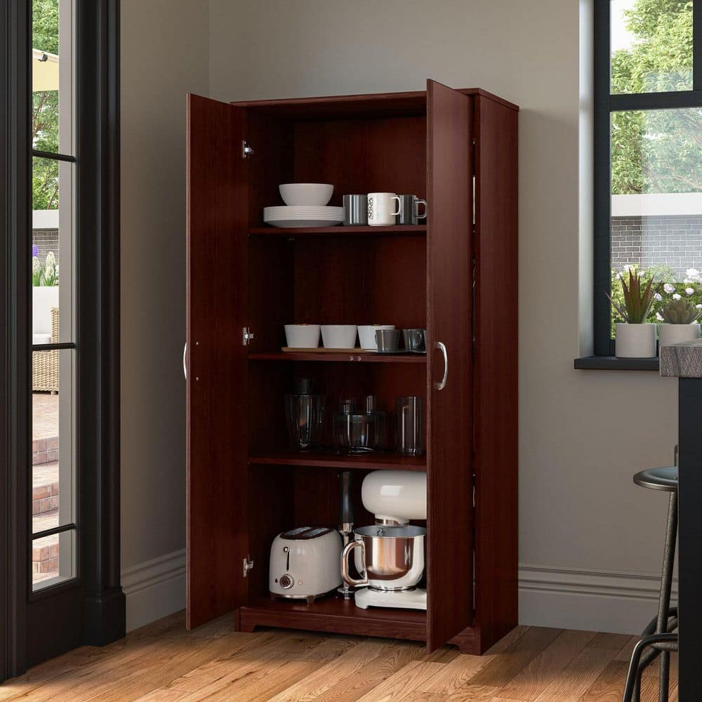 Bush Furniture Cabot Kitchen Pantry Cabinet in Harvest Cherry - Engineered Wood