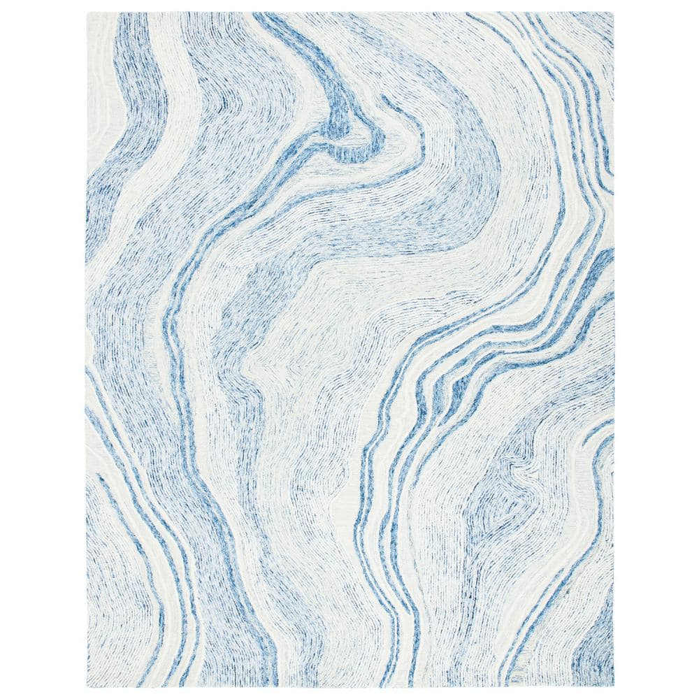 Safavieh Fifth Avenue Thiet 10 x 14 (ft) Tufted Wool Blue/Ivory Rectangular Indoor Geode Bohemian/Eclectic Area rug