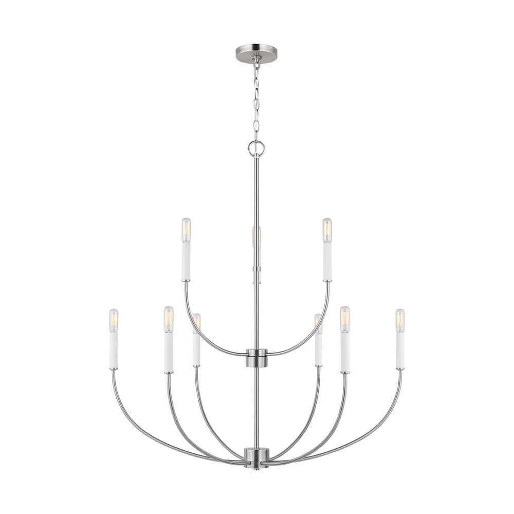 Greenwich Modern 9-Light Brushed Nickel Incandescent Chandelier
