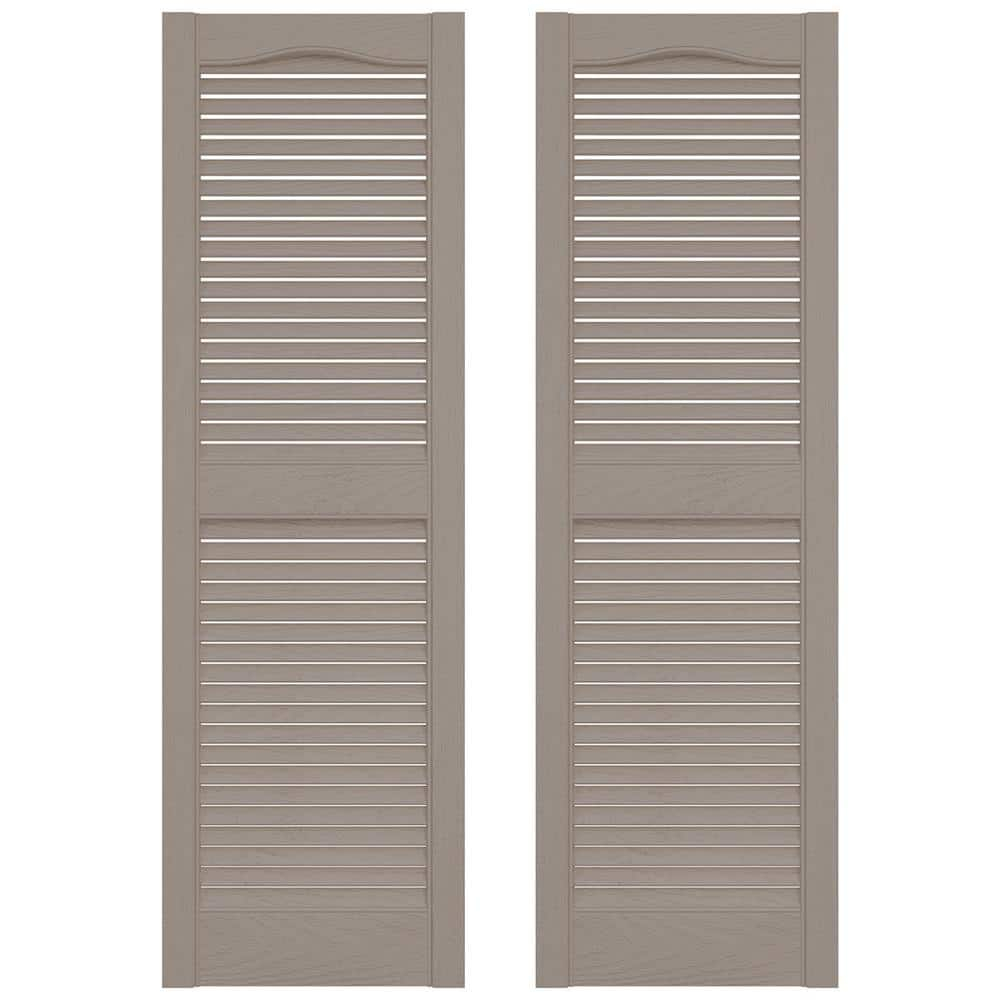 12 in. x 31 in. Louvered Vinyl Exterior Shutters Pair in Clay