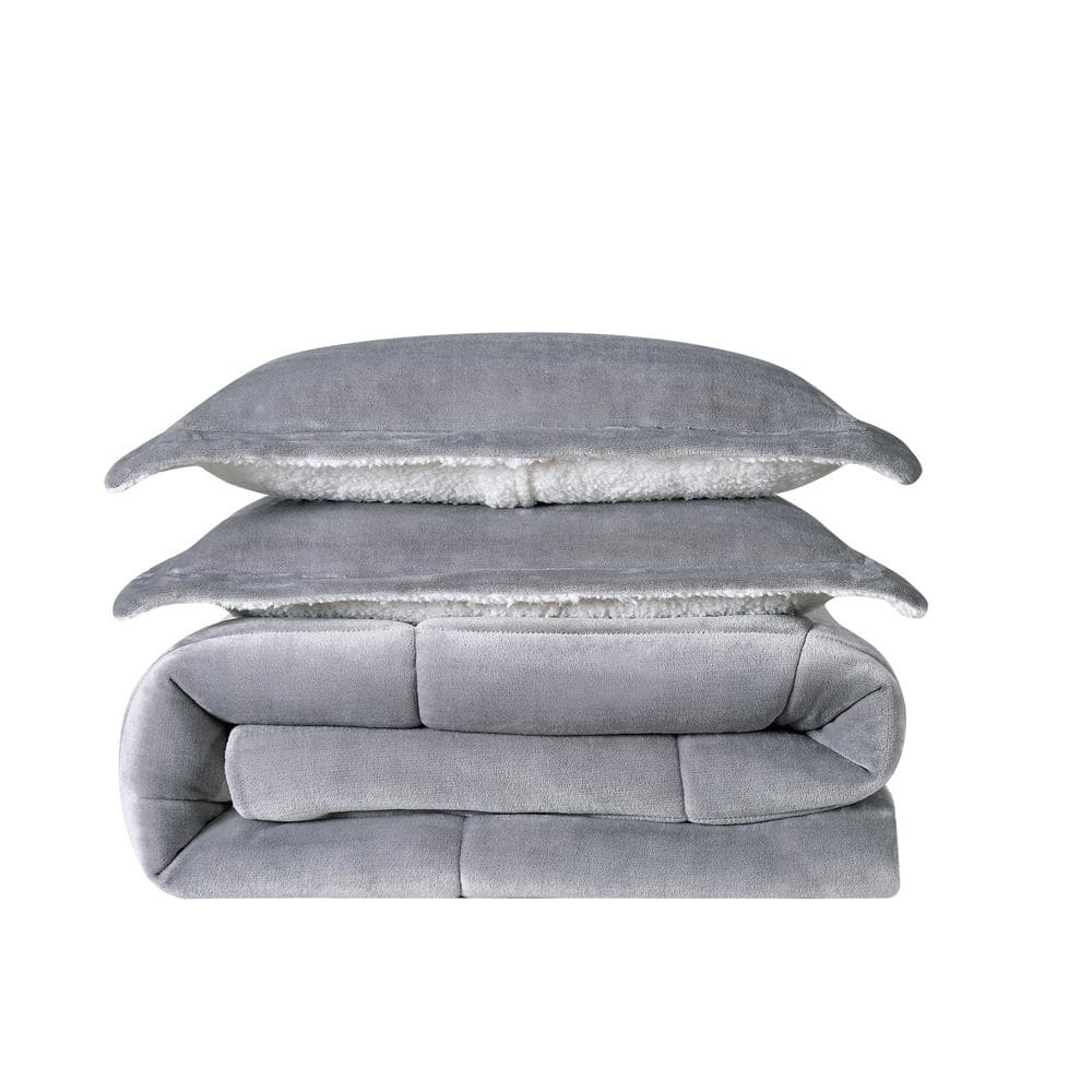 Truly Soft Cuddle Warmth King Comforter Set in Grey