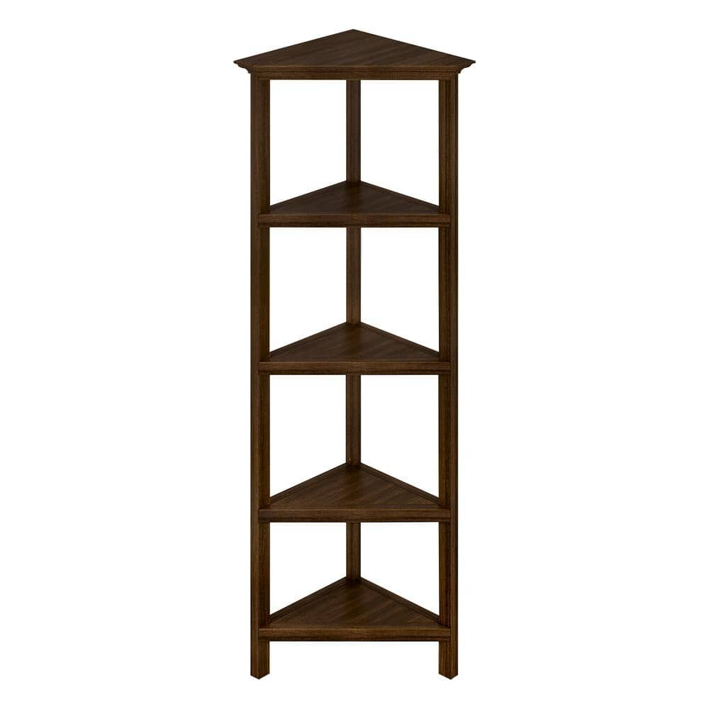 NewRidge 4-Tier Corner Wooden Bookcase Walnut