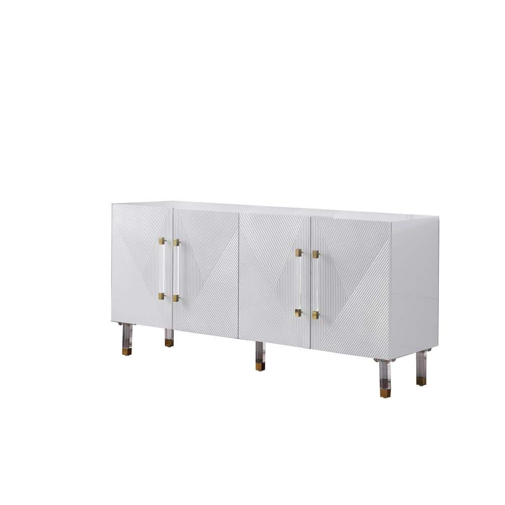 Best Master Furniture Fenella Modern Wood Sideboard in White/Gold Accents