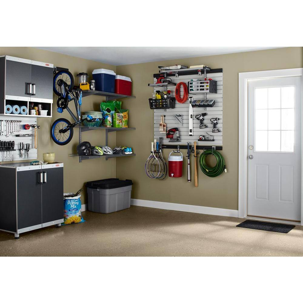 Rubbermaid Garage FastTrack Wall Bench Blox Bin (2-Pack), Gray