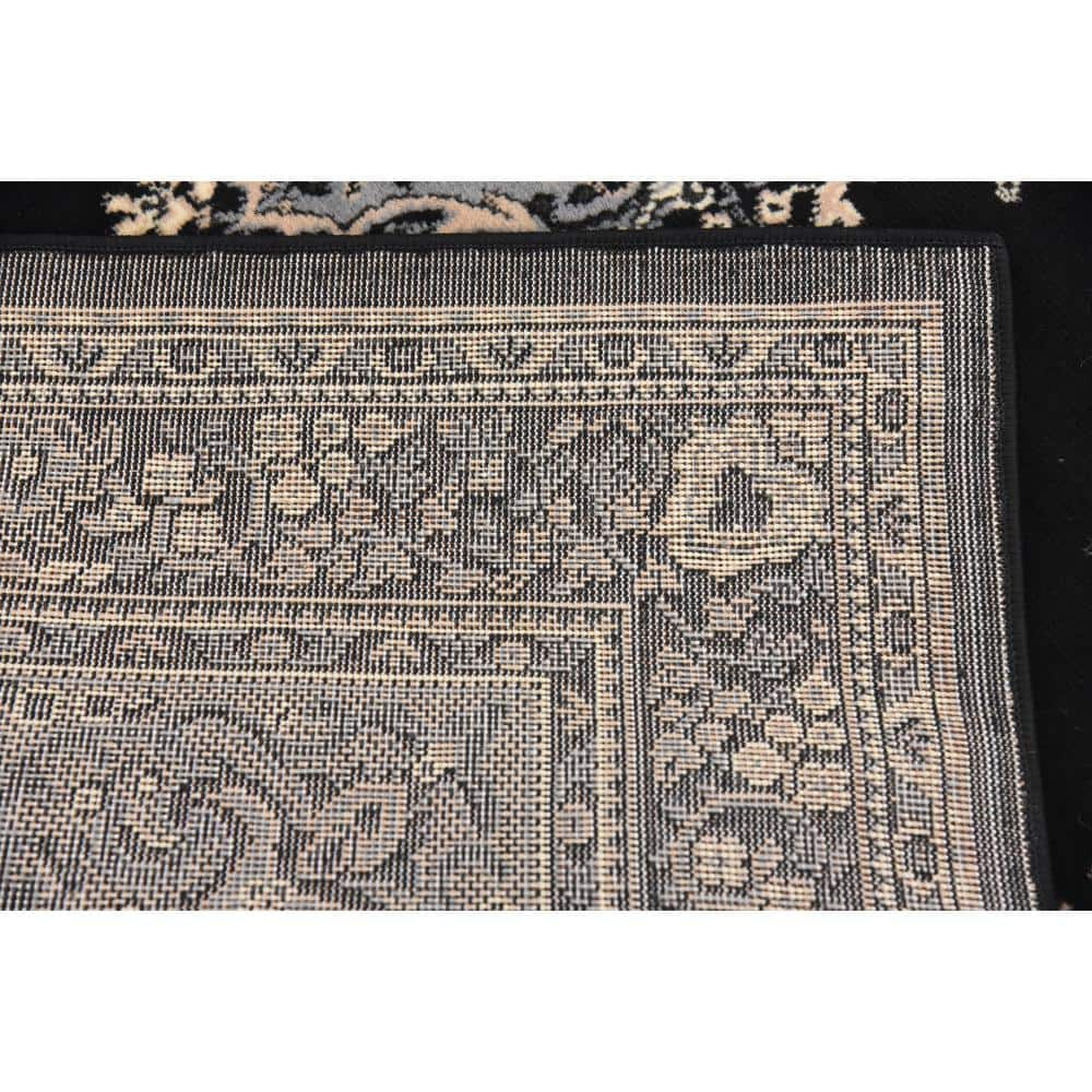 Unique Loom Reza Collection Traditional Persian Style Area Rug, Rectangular 5' 0" x 8' 0", Black/Beige