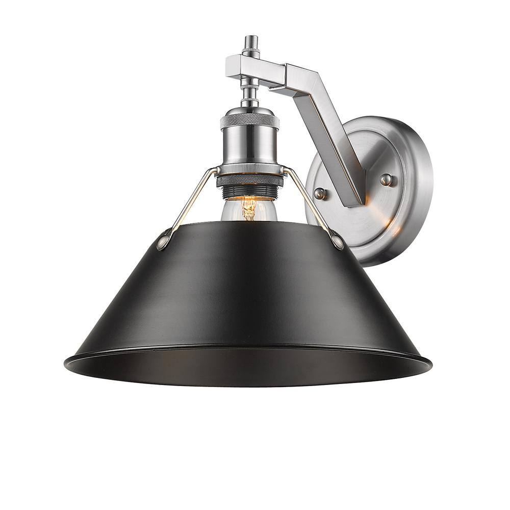 Golden Lighting Orwell 1-Light Wall Sconce in Pewter with Black
