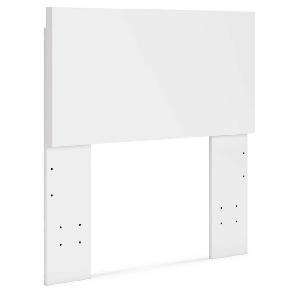 White Twin Wood Panel Bed with Adjustable Height