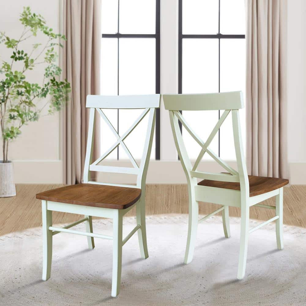 International Concepts Set of Two X-Back Dining Chairs, Hickory/Shell