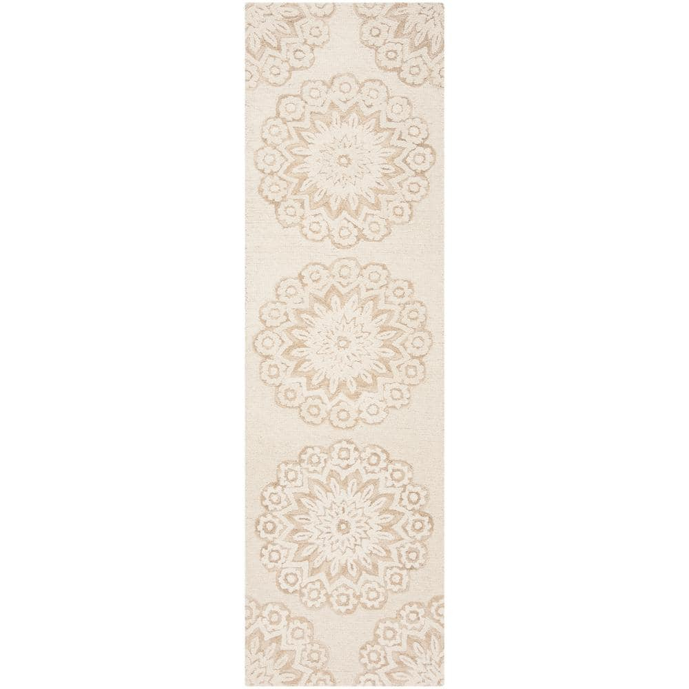 SAFAVIEH Blossom Brody Geometric Wool Runner Rug, Ivory/Beige, 2'3" x 8'