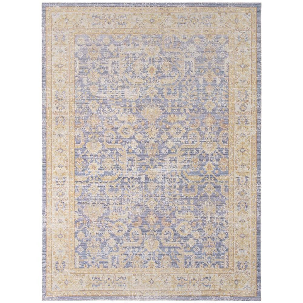 Century 5 x 8 Lavender/Ivory Bordered Pattern Area Rug for High Traffic Living Room Dining Room Bedroom
