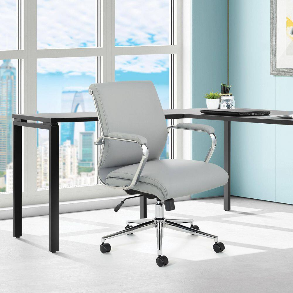 Mid Back Manager's Chair with Dillon Steel Gray Fabric and Chrome Base
