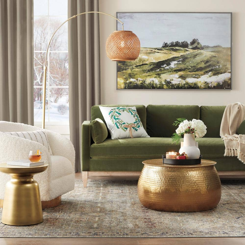 Round Gold Metal Accent Table (16.5 in. W x 17.75 in. H)