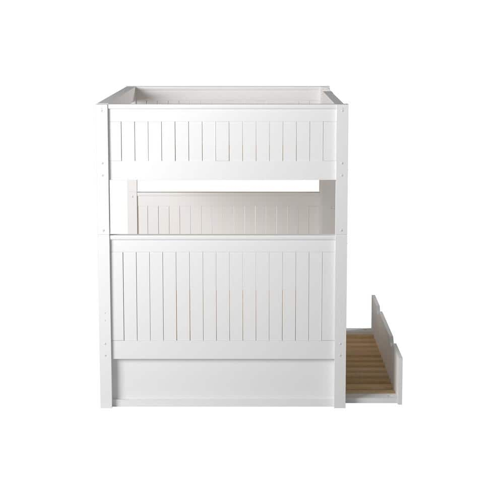 White Full Over Full Bunk Bed with Twin Trundle and Panel Headboard
