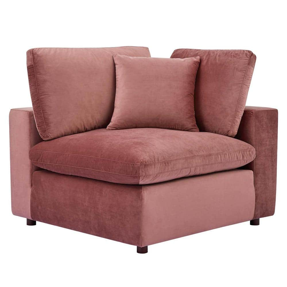 Modway Commix Down Filled Overstuffed Velvet Loveseat in Dusty Rose Pink