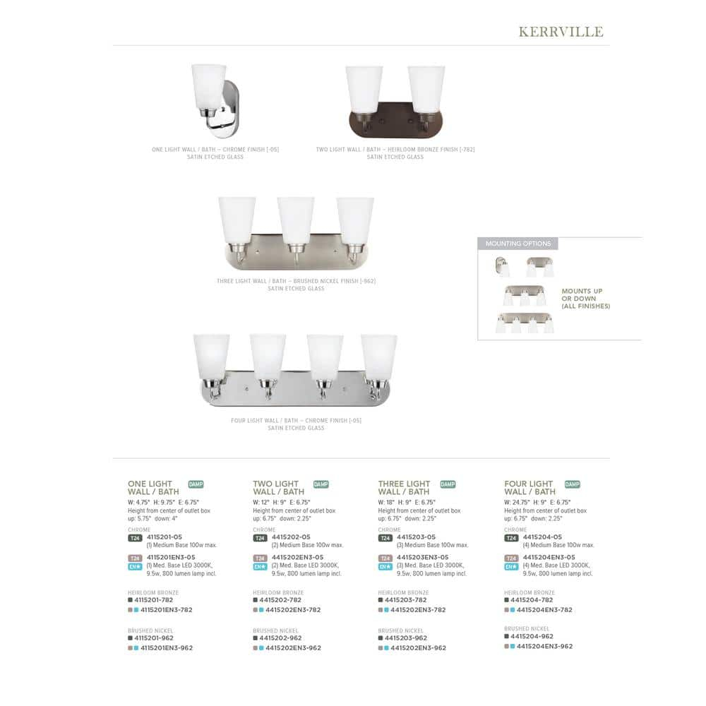 Kerrville 18 in. 3-Light Brushed Nickel Traditional Transitional Bathroom Vanity Light with Satin Etched Glass Shades