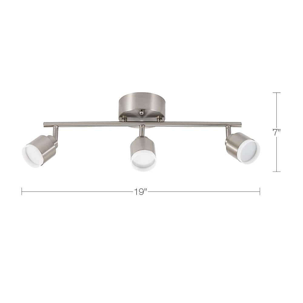 Hampton Bay 19 in. 3-Light Brushed Steel Integrated LED Track Lighting Kit