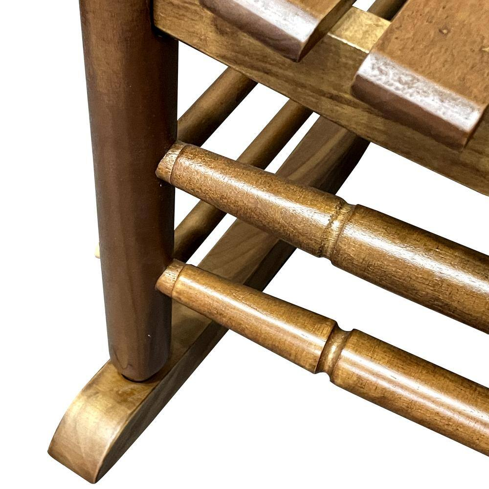 Traditional Wooden High-Back Rocking Chair for Porch Oak