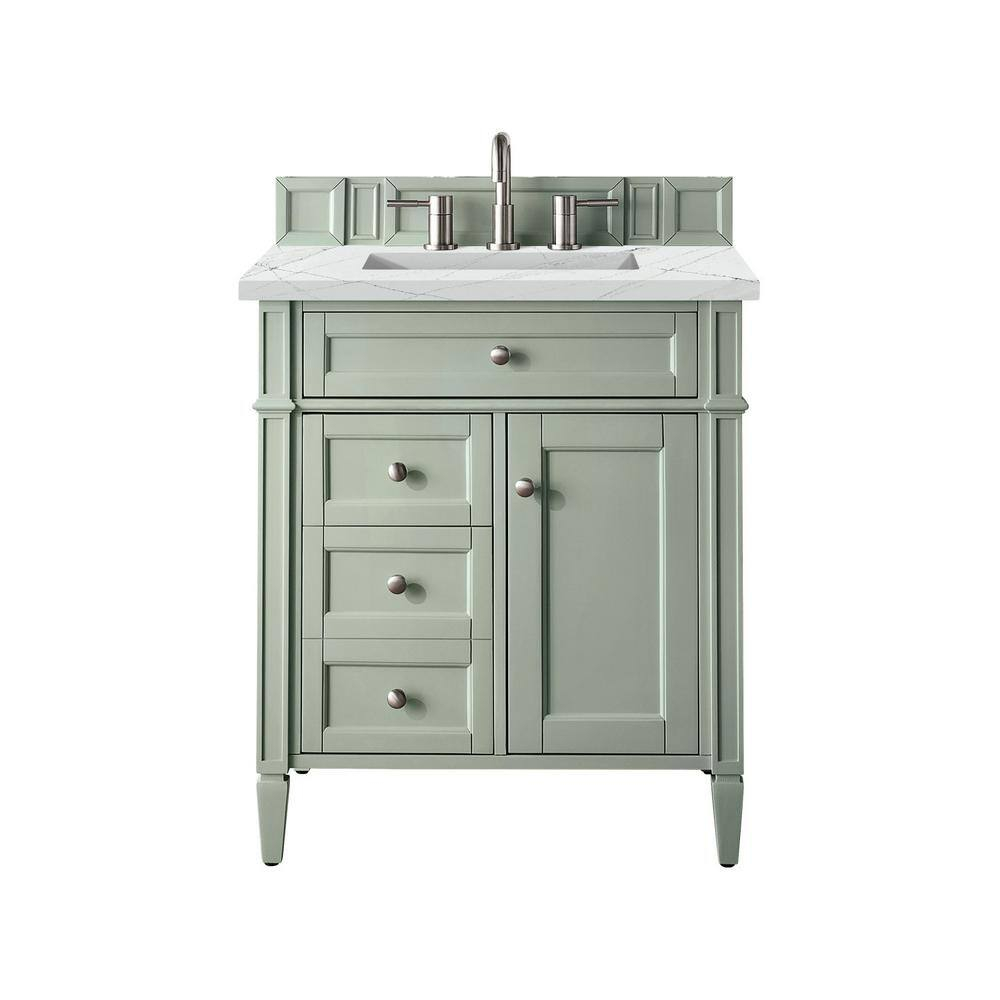 Sage Green Plywood Transitional Single Vanity with Backsplash