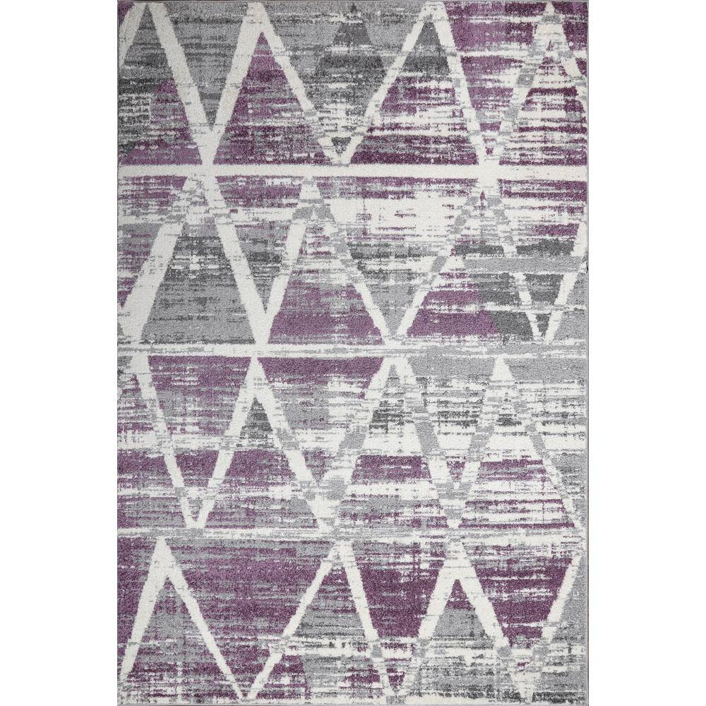 LBaiet 5' x 7' Purple and Gray Geometric Lines Rectangular Area Throw Rug