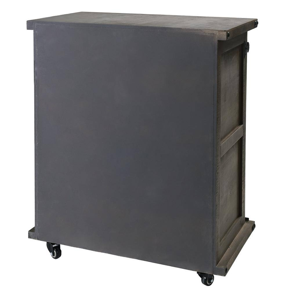 Presley Driftwood Gray Rustic Side Cabinet with Black Metal Hardware