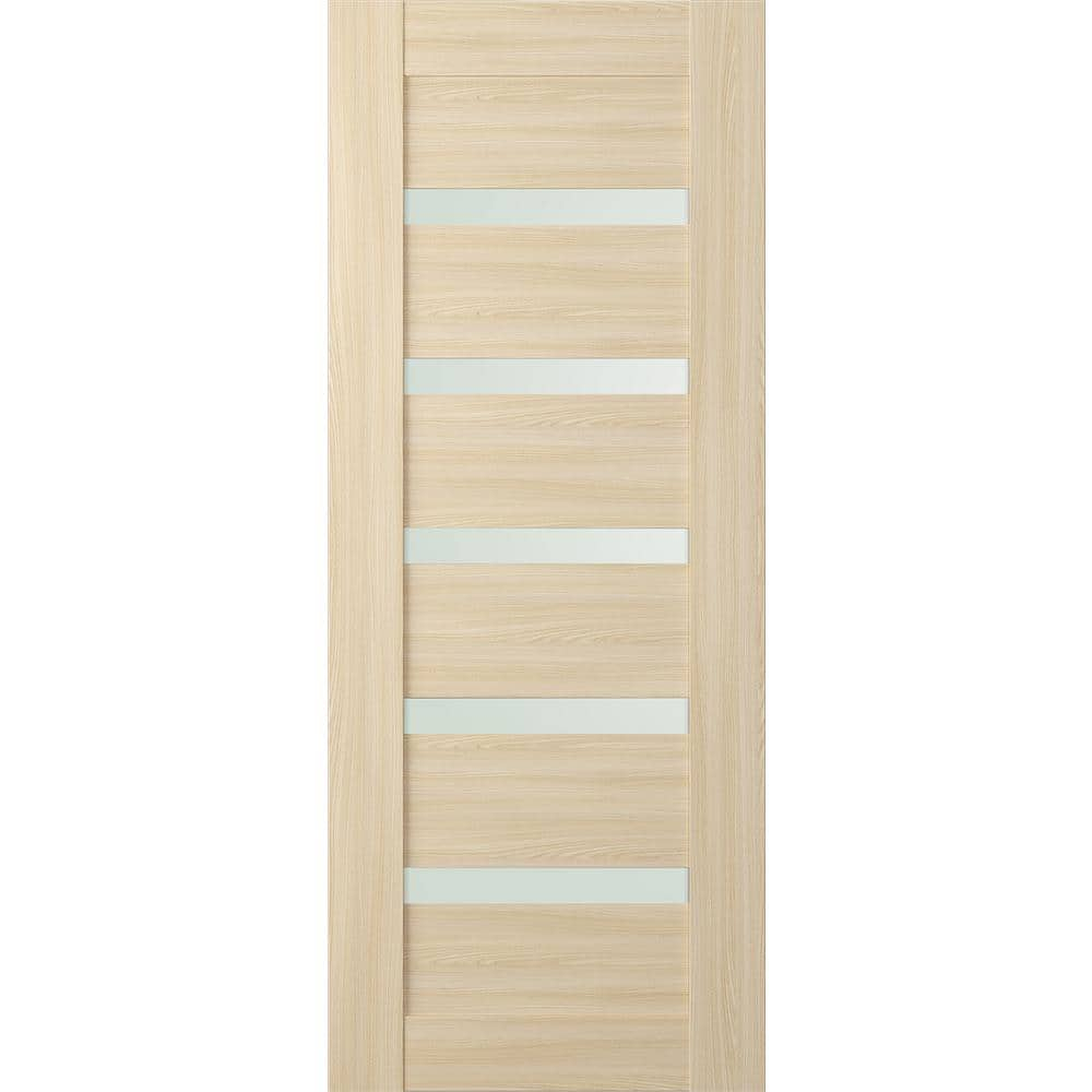 Loire Ash Wood Composite Interior Door with Frosted Glass Panels