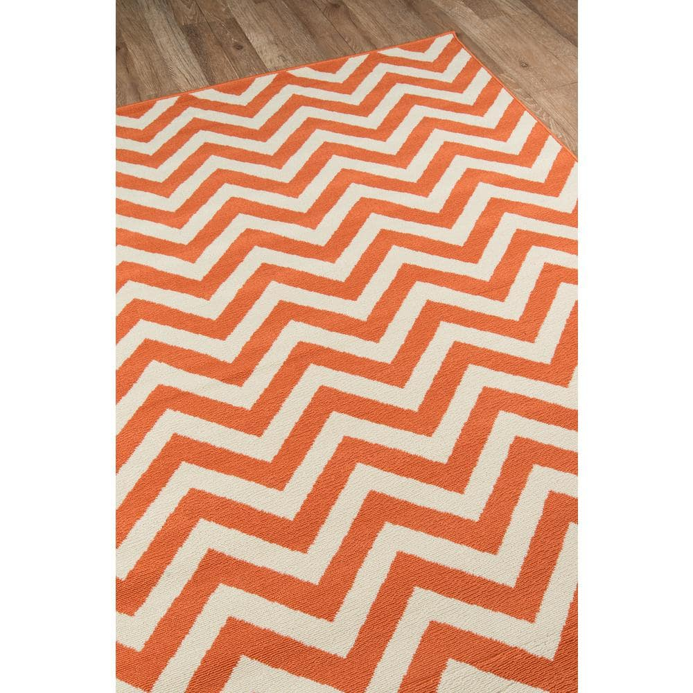 Momeni  Baja Chevron Indoor Outdoor Rug Orange 2'3" x 4'6" Graphic, Geometric, Chevron 2' x 3' Accent, Outdoor, Indoor Entryway, Kitchen, Patio Ivory
