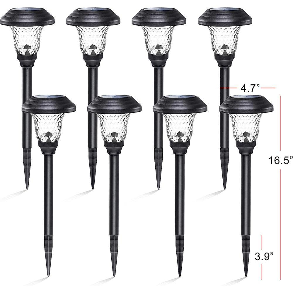 GIGALUMI 8 Pack Solar Pathway Lights, Solar Garden Lights Outdoor Warm White, Waterproof Led Path Lights for Yard, Patio, Landscape, Walkway (Black)