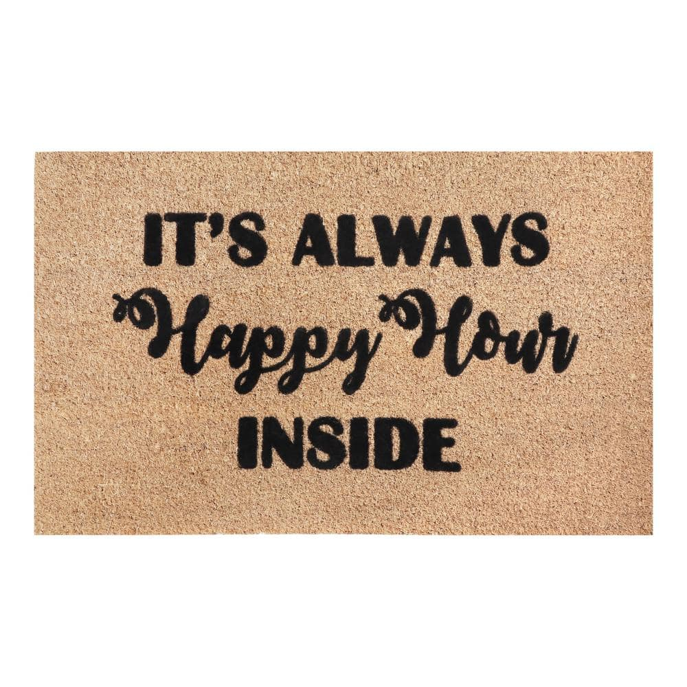 A1HC Natural Coir Flocked Doormat with Heavy Duty Non-Slip PVC Backing Easy to Clean, Fade Resistant, Pet Friendly Outdoor Welcome Mat, Low-Profile Durable Doormat 24"X36"