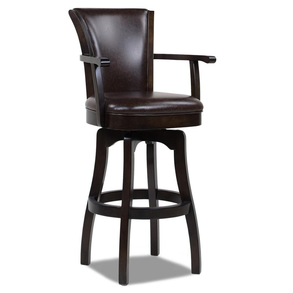 Williams 31" Swivel Bar Stool with Armrests Vintage Brown Faux Leather