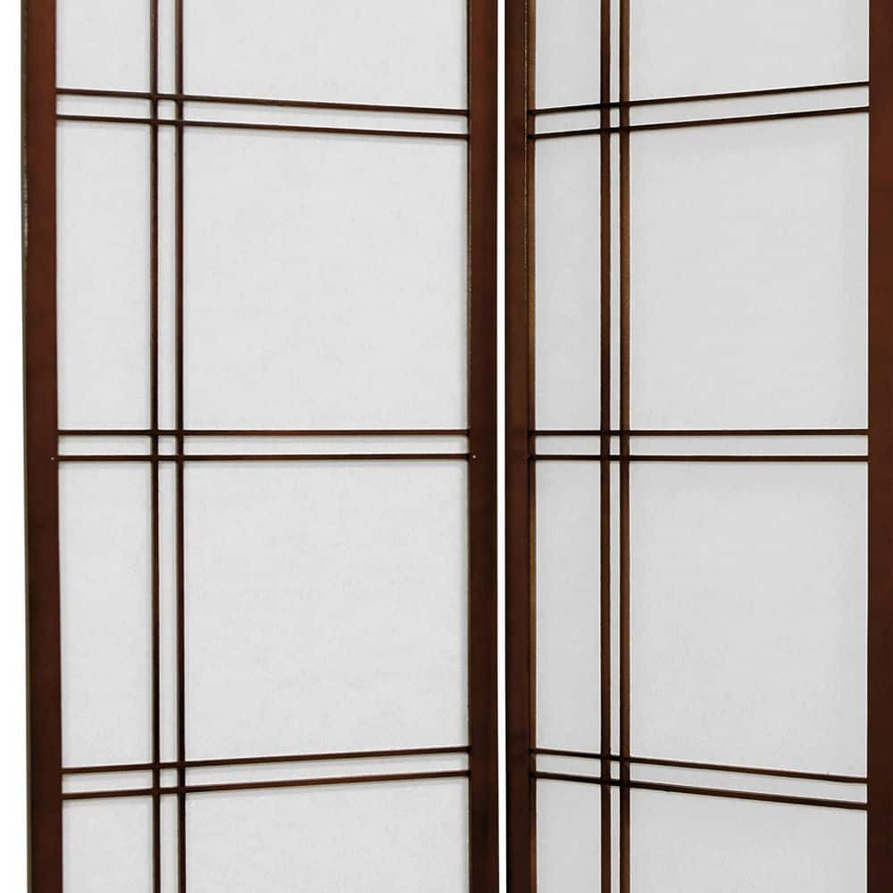 4 ft. Short Double Cross Shoji Screen - Walnut - 4 Panels
