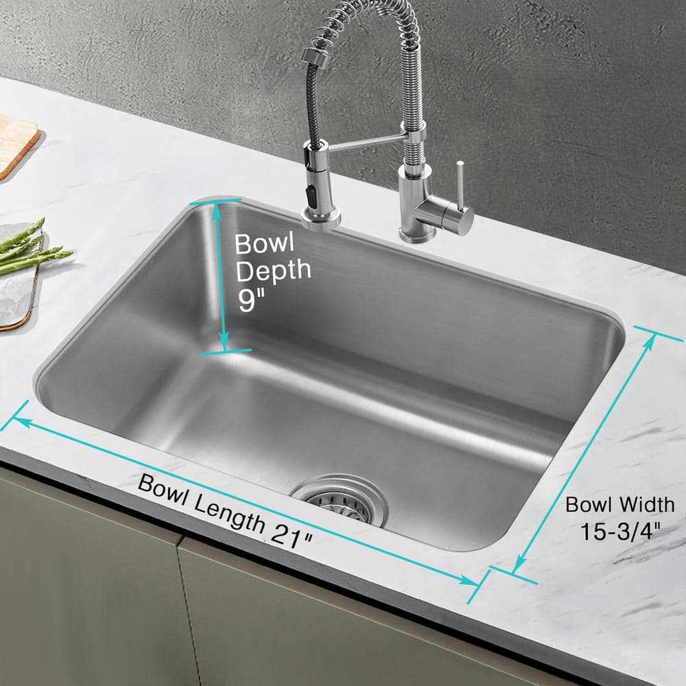 JASSFERRY Undermount Kitchen Sink Single Bowl 23 Inch, 23", 16-gauge Stainless Steel