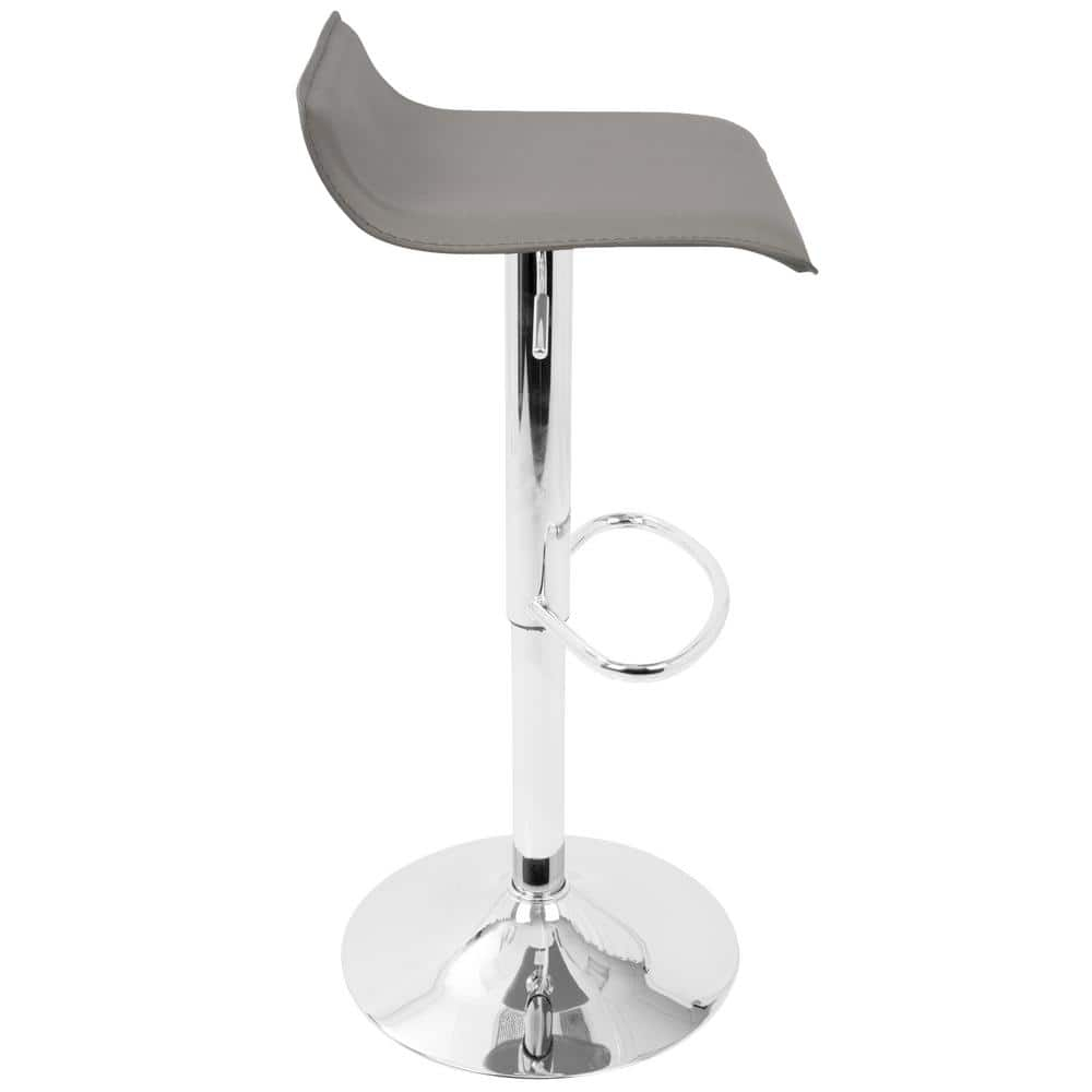 Ale Contemporary Adjustable Barstool in Grey PU Leather by LumiSource - Set of 2