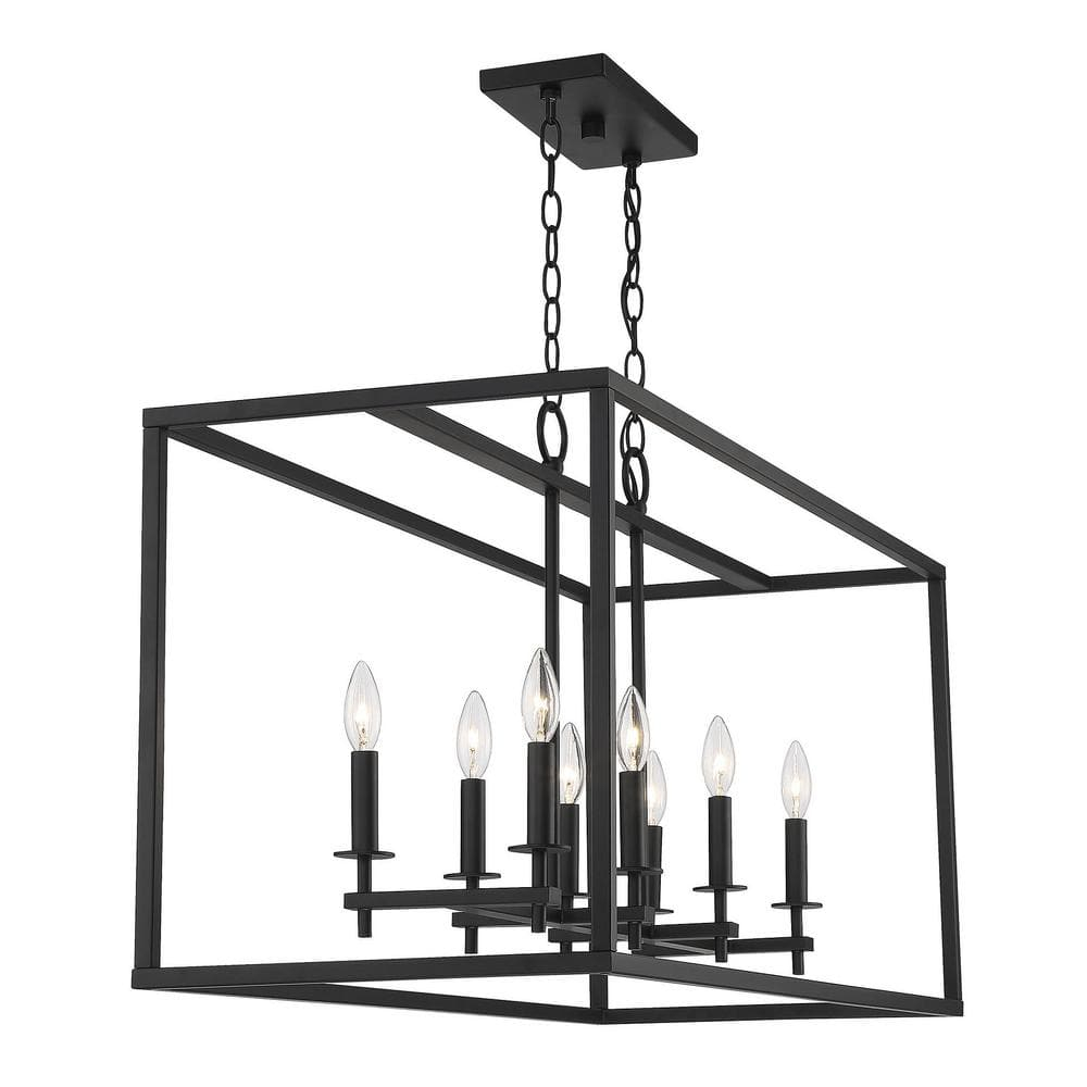 Trade Winds Mia 8-Light Outdoor Linear Chandelier in Matte Black