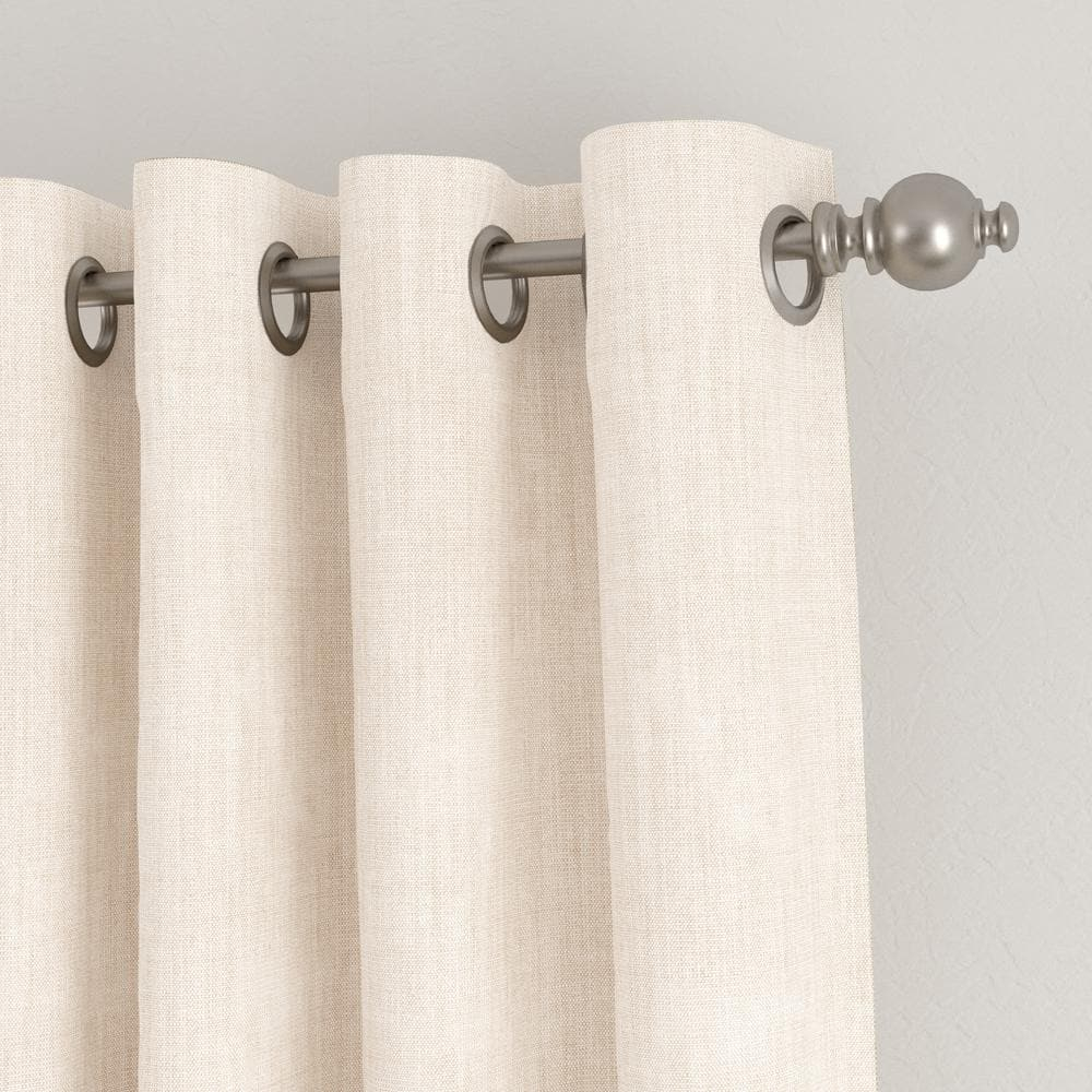 Noble Linens Ivory Linen Blend Energy Saving Grommet Curtain Panel, 50" x 84" 2 Panels