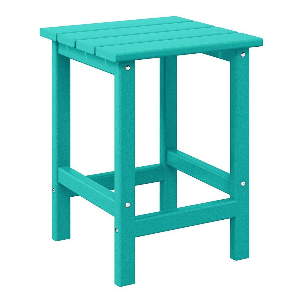 Polytrends  Laguna Hdpe All Weather Outdoor Patio Square Side Table Turquoise