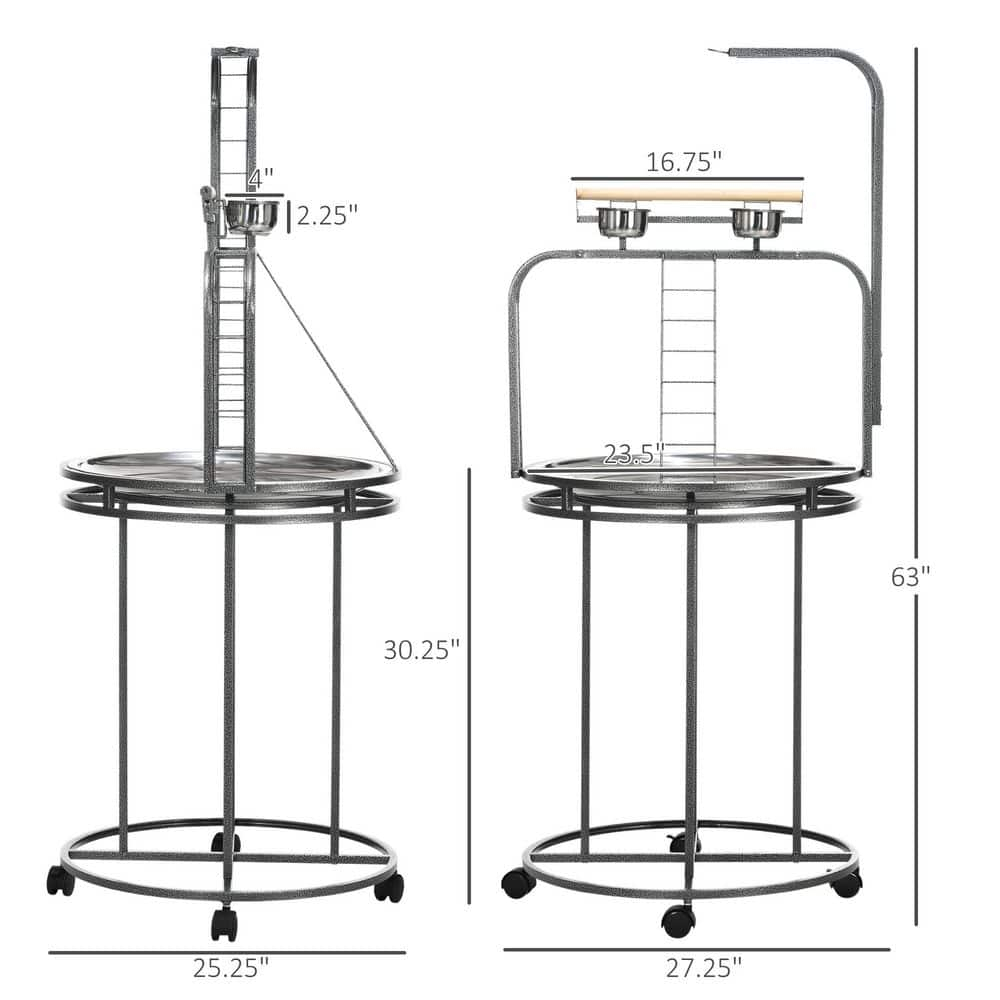 PawHut Parrot Stand Large Bird Perch Stand with Toy Hook & 3 Ladders
