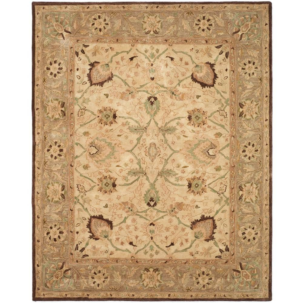 SAFAVIEH Anatolia Venice Traditional Wool Area Rug, Ivory/Brown, 8' x 10'