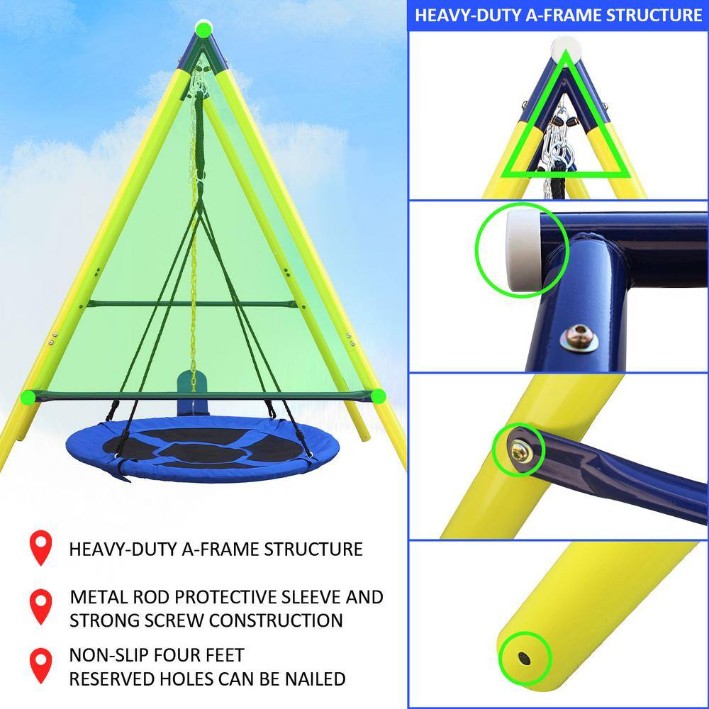 Multi-Person Indoor Outdoor Metal Swing Set with Safety Belt for Backyard in Multi-Color