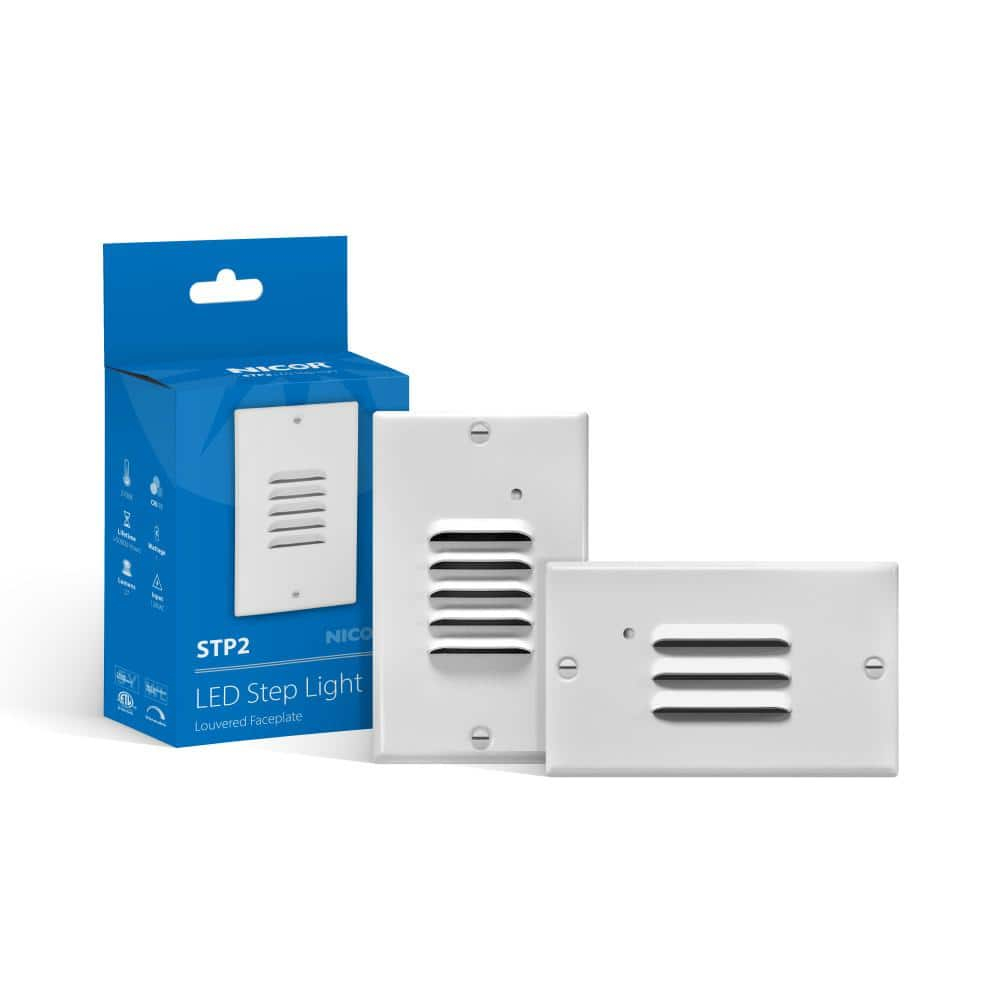 STP2 Series White LED Hardwire Stair Light Louvered with Dusk to Dawn Sensor
