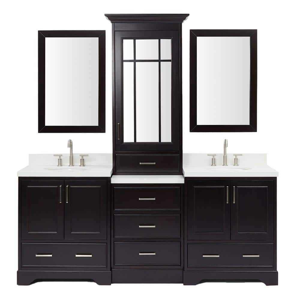 Ariel Stafford 85 in Double Sink Vanity Set in Espresso