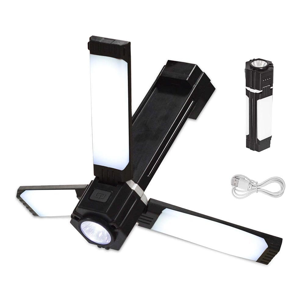 Black and White Collapsible LED Camping Lantern with USB Charger