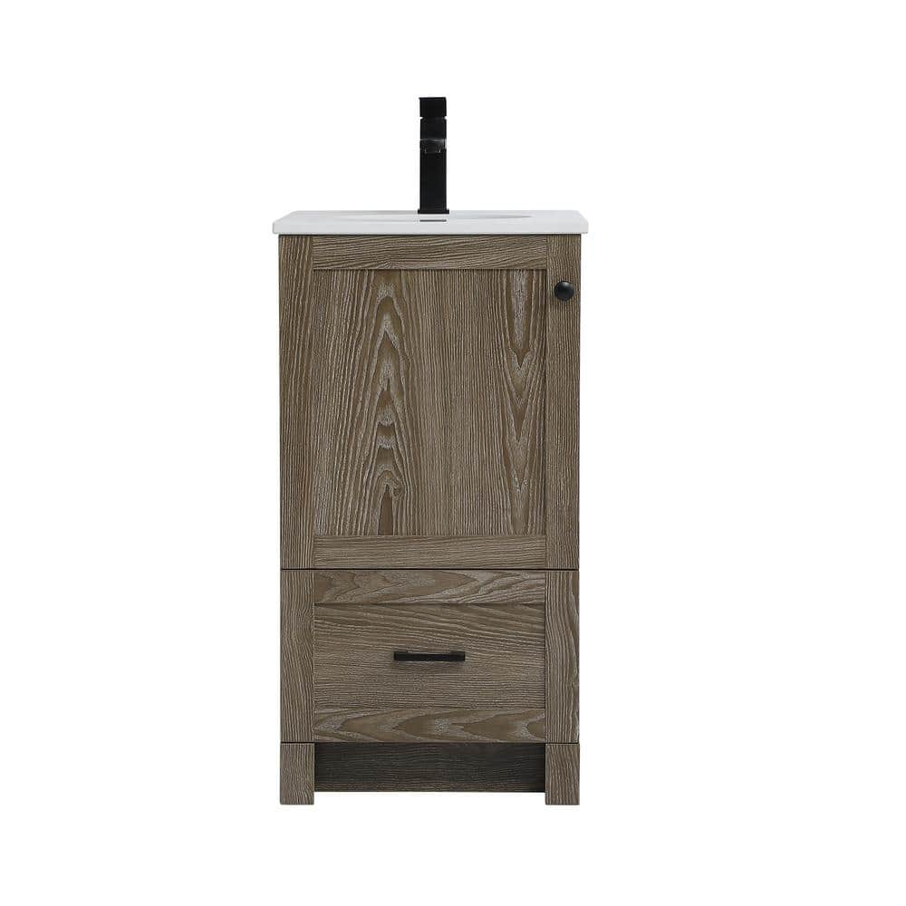 18 in. Single Bathroom Vanity, Weathered Oak
