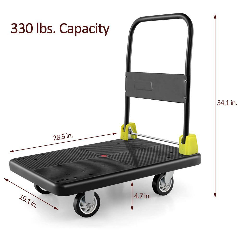 330 lbs. Capacity Black Platform Heavy-Duty Hand Truck Rolling Cart