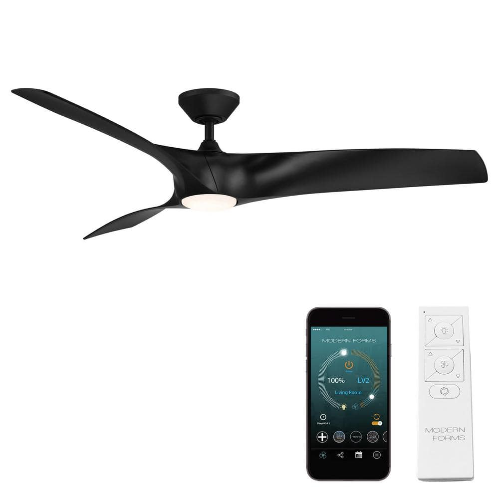 Zephyr 62" Matte Black Dimmable LED Smart Ceiling Fan with Remote Control