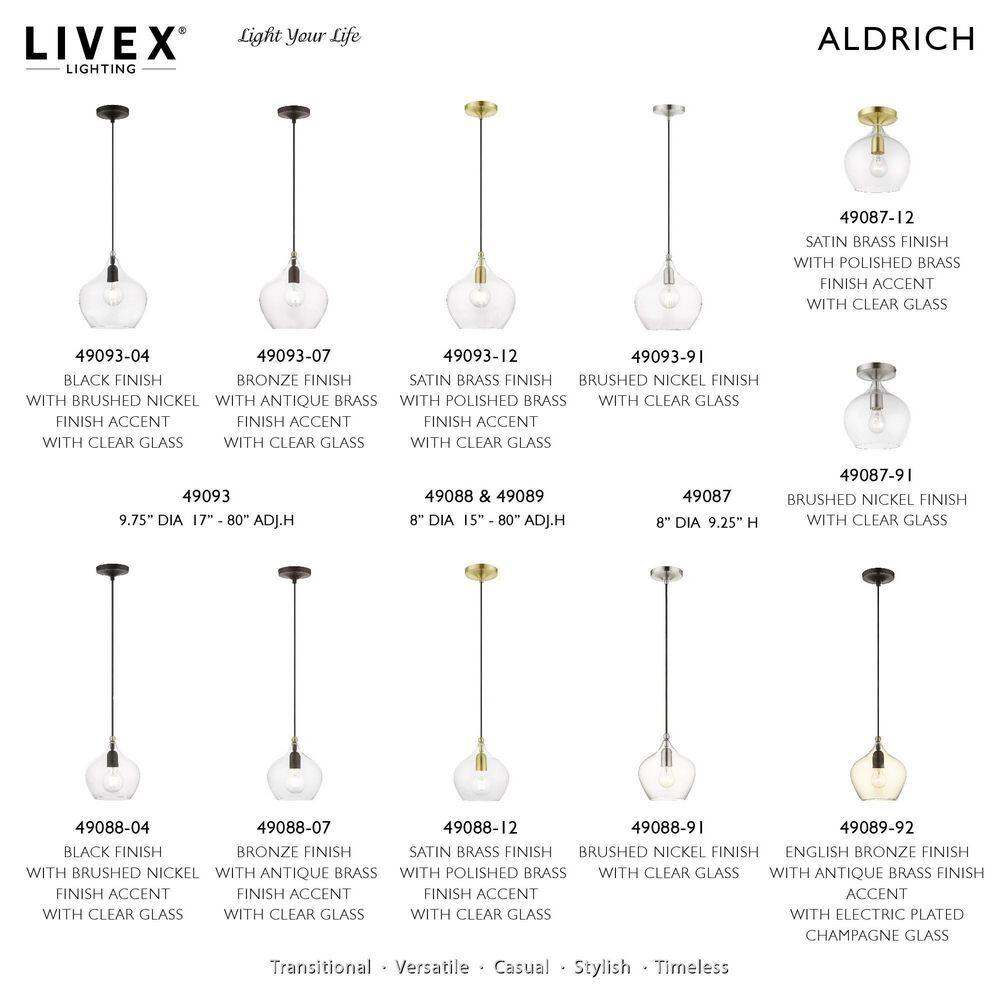 Livex Lighting Aldrich 1 - Light Pendant in  Bronze/Antique Brass