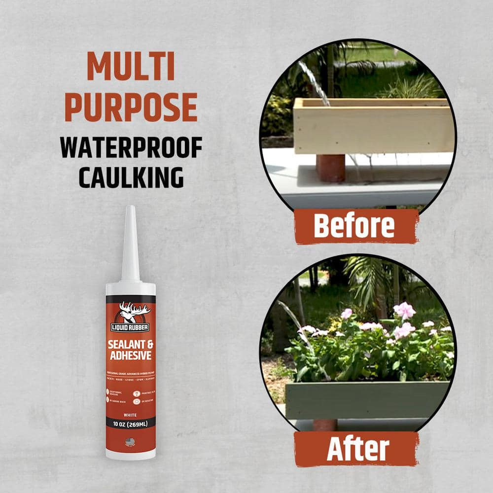 10.2 oz. White, Caulk - Hybrid Adhesive and Protective Sealant, Synthetic Rubber (1-Pack)