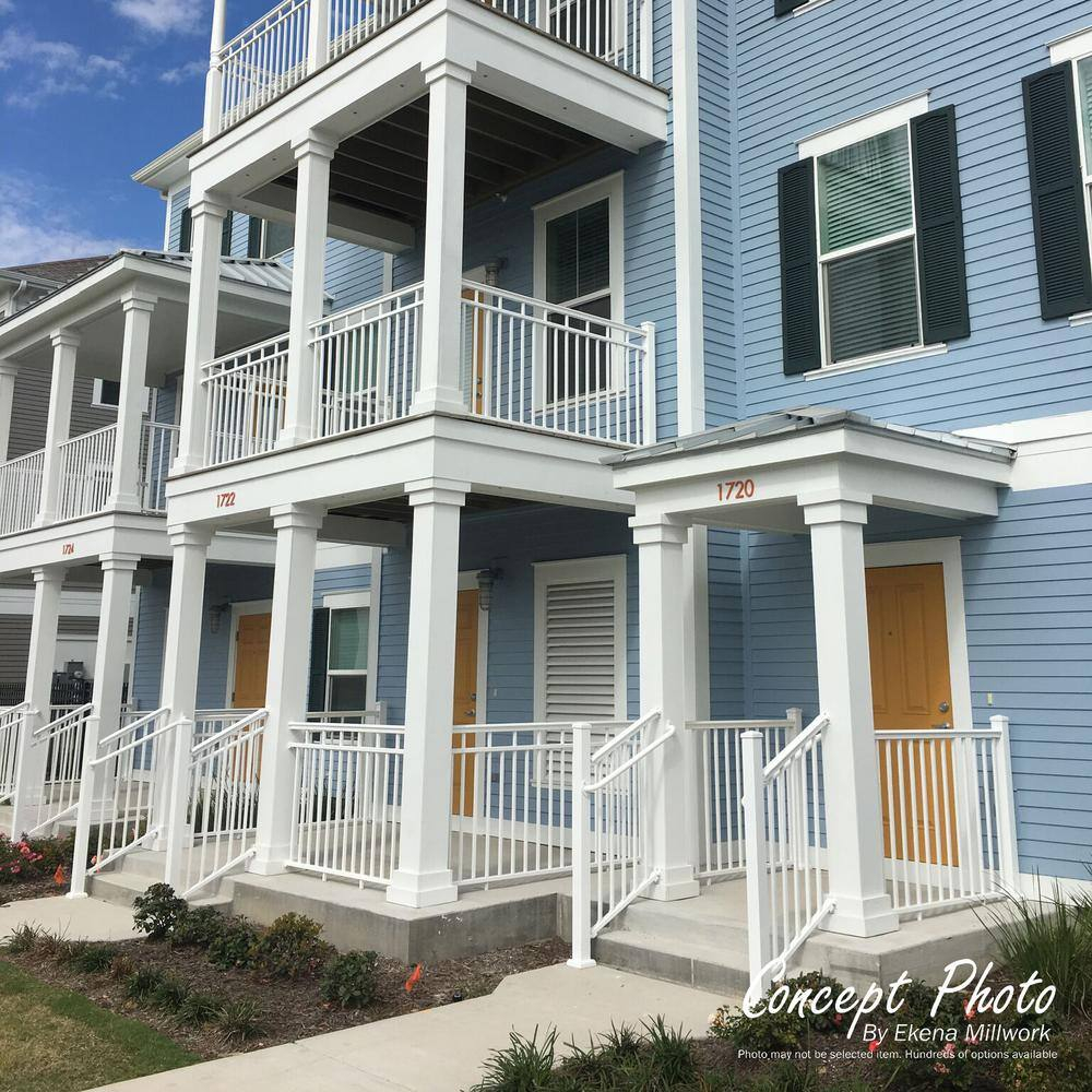 6" x 9' Endura-Aluminum Wellington Style Column, Square Shaft (For Post Wrap Installation), Non-Tapered, Gloss White Finish w/ Capital & Base