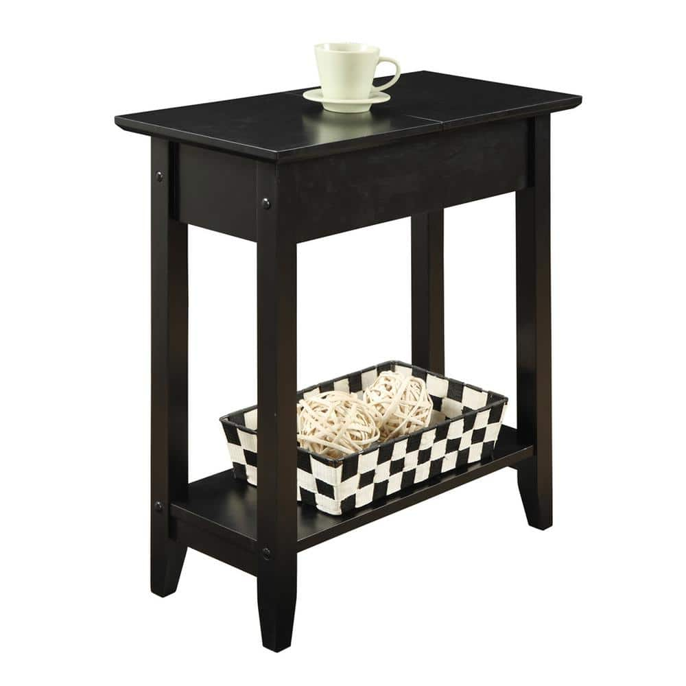 Convenience Concepts American Heritage 24 in. Tall Flip Top End Table, Black (Tabletop)